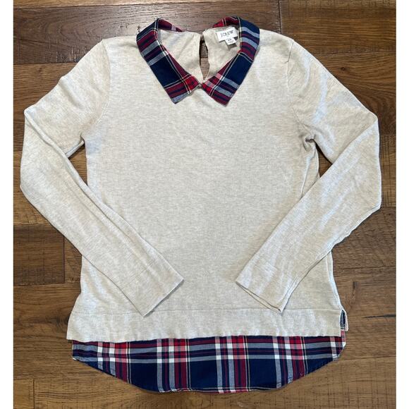 J crew Tops - J Crew shirt with plaid undershirt 100% cotton